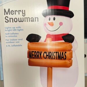 Inflatable Merry Snowman with LED Lights
